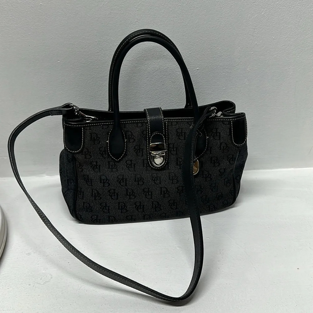 Dooney & Bourke Signature Jacquard Canvas Satchel Bag Crossbody Shoulder Strap - Picture 2 of 13